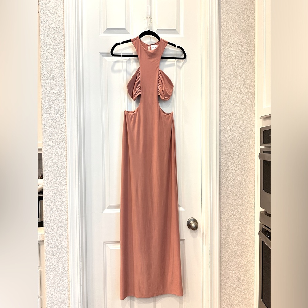 Miss Los Angeles Lyra Maxi Dress in Neutral Coral Blush, size XS